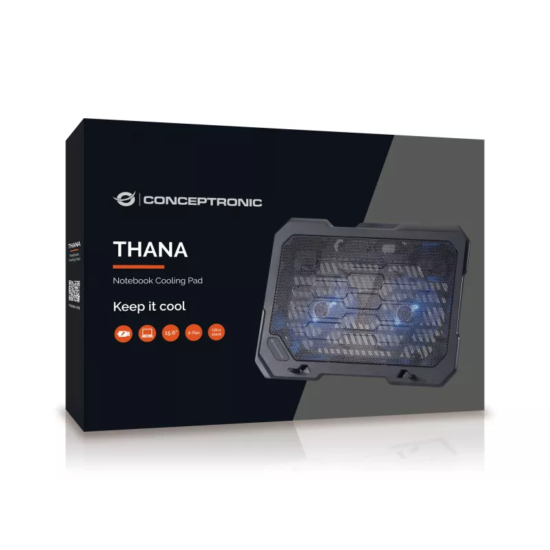 Conceptronic THANA chladiaca podložka pre notebook, vhodná do 15,6 palcov, 2 ventilátory