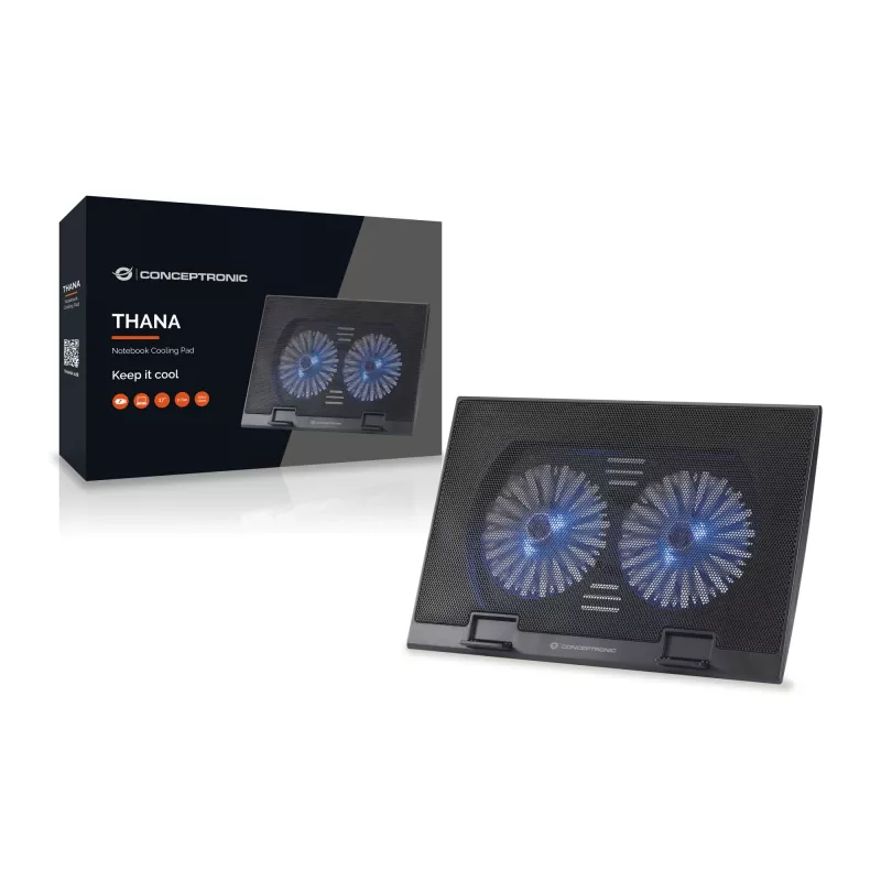 Conceptronic THANA chladiaca podložka pre notebook, vhodná do 17 palcov, 2 ventilátory