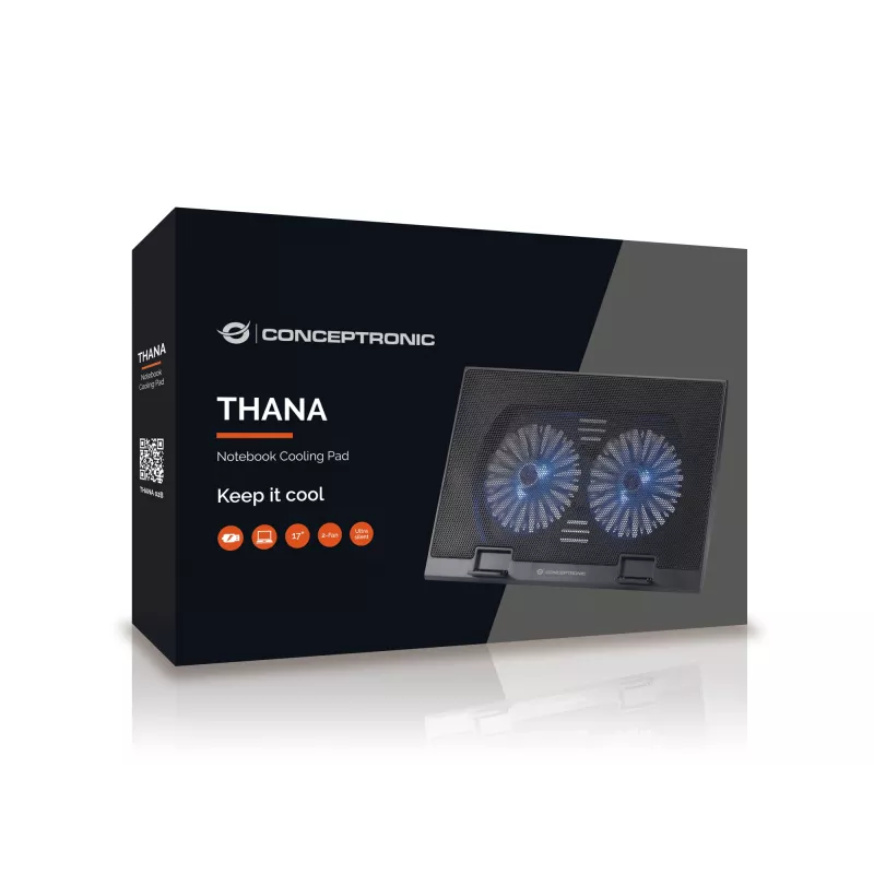 Conceptronic THANA chladiaca podložka pre notebook, vhodná do 17 palcov, 2 ventilátory