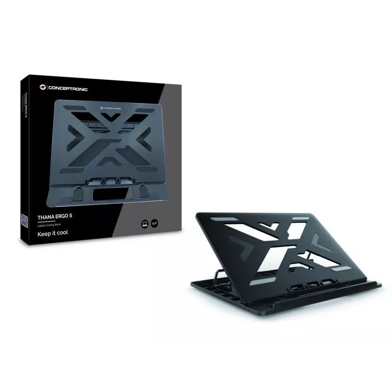 Conceptronic ERGO chladiaci stojan pre notebook stojan na notebook čierny 39,6 cm (15,6 palcov)