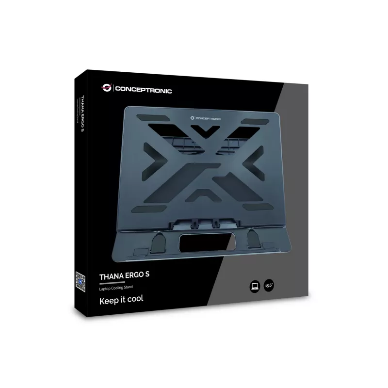 Conceptronic ERGO chladiaci stojan pre notebook stojan na notebook čierny 39,6 cm (15,6 palcov)