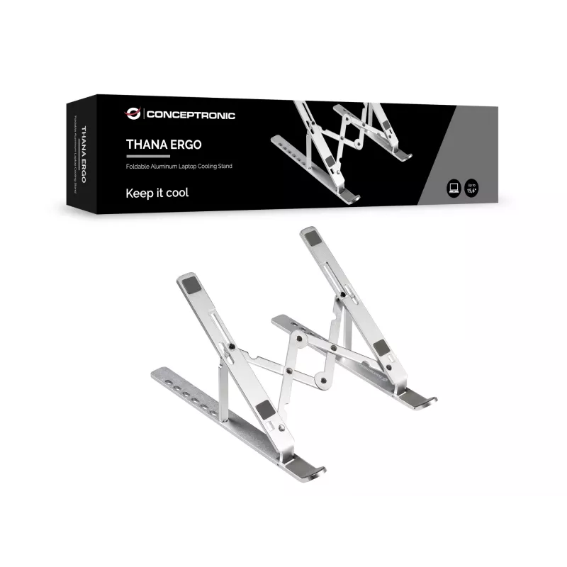Conceptronic THANA04S ERGO skladací chladiaci stojan pre notebook z hliníka