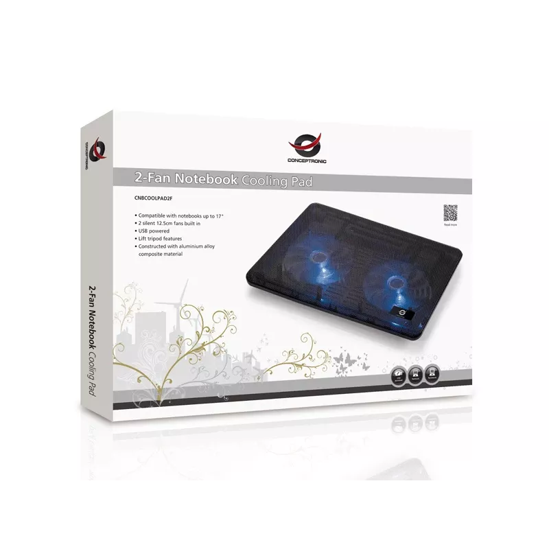 Conceptronic THANA chladiaca podložka pre notebook, vhodná do 15,6 palcov, 2 ventilátory