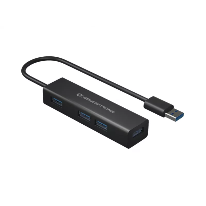 Conceptronic 4-portový USB 3.0 hliníkový hub s adaptérom USB-C na USB-A