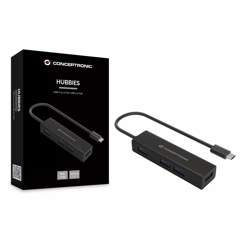 Conceptronic HUBBIES USB-C na 4-portový USB 3.0 hub