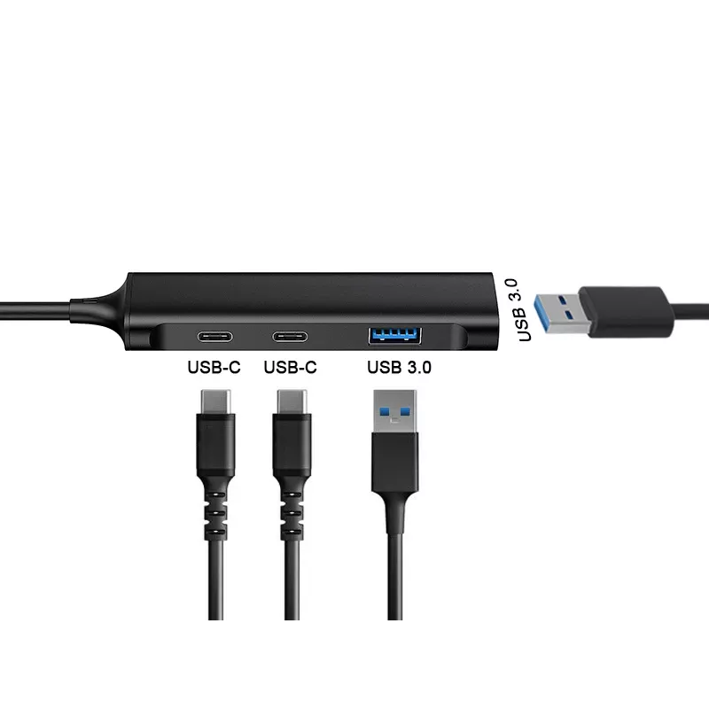 Conceptronic HUBBIES 4-portový USB 3.0 hub, 2 USB-C a 2 USB-A porty, hliníkové puzdro, USB-C konektor samec