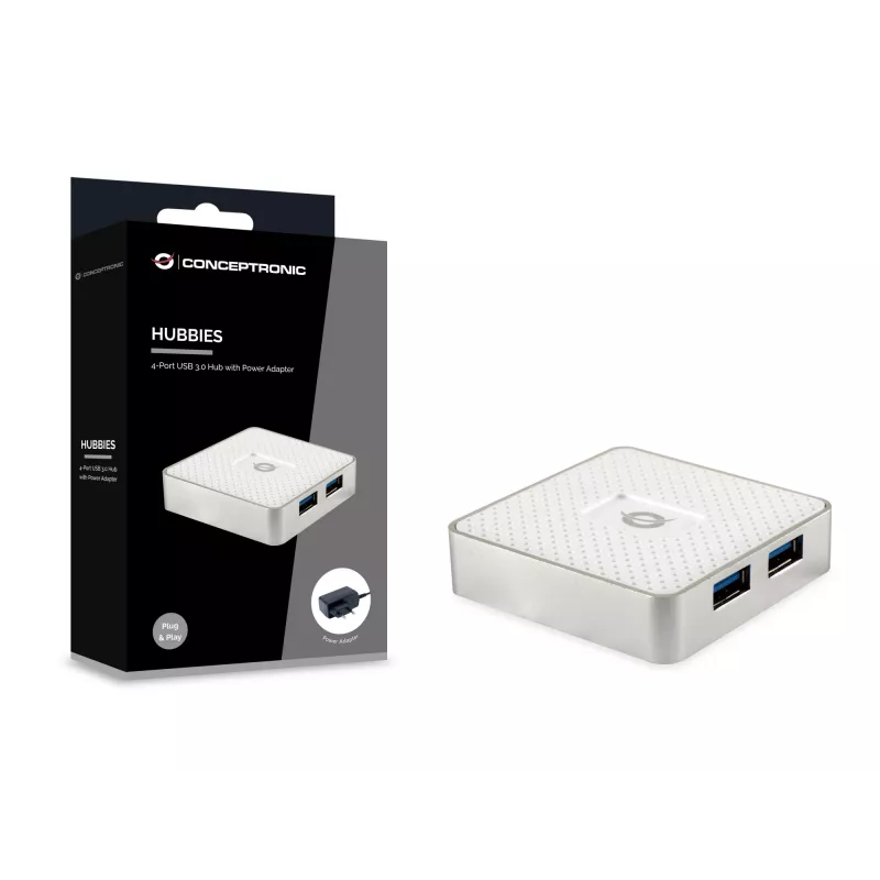 Conceptronic HUBBIES03W rozbočovač USB 3.2 Gen 1 (3.1 Gen 1) Micro-B 5000 Mbit/s biely