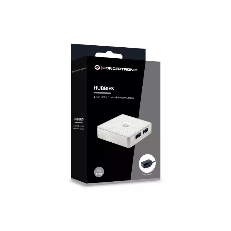 Conceptronic HUBBIES03W rozbočovač USB 3.2 Gen 1 (3.1 Gen 1) Micro-B 5000 Mbit/s biely