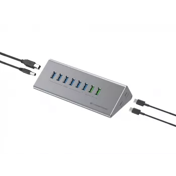Conceptronic HUBBIES18G 10-in-1 60W USB 3.0 kombinácia hub a nabíjačka, 2-in-1 kábel USB-C-USB-A, USB 3.2 Gen 1