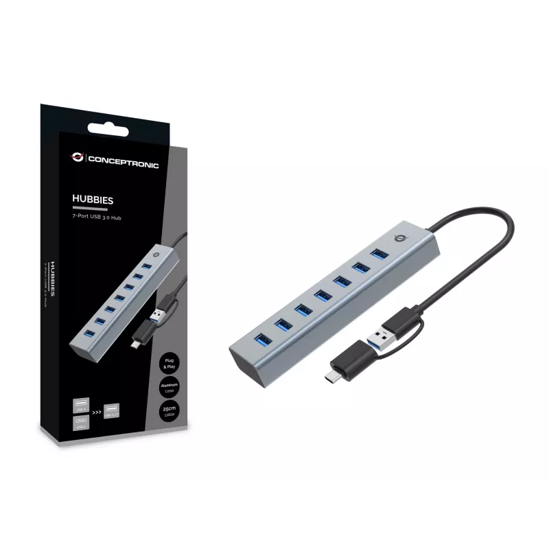 Conceptronic HUBBIES21G 7-portový USB 3.0 hub, 5 Gbit/s, USB-A x 7