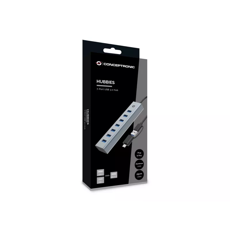 Conceptronic HUBBIES21G 7-portový USB 3.0 hub, 5 Gbit/s, USB-A x 7