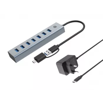 Conceptronic HUBBIES21GP 7-portový USB 3.0 hub s napájacím zdrojom, 5 Gbit/s, USB-A x 7