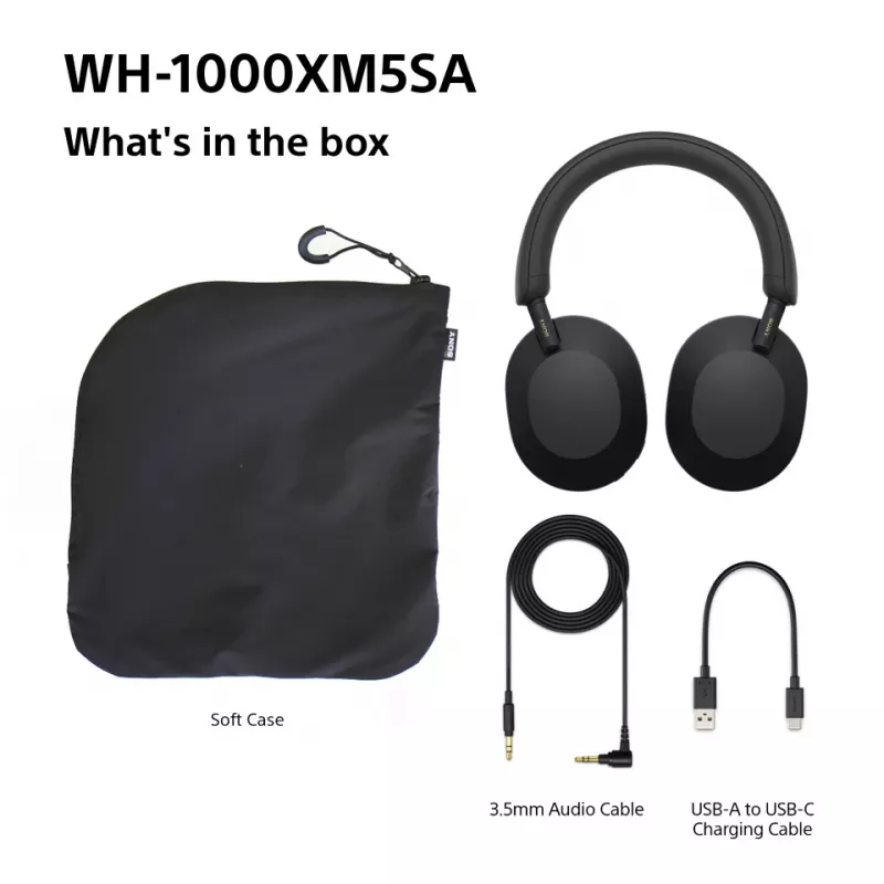 Sony WH-1000XM5SA headset káblový a bezdrôtový hlavový most hudba USB Type-C Bluetooth čierny
