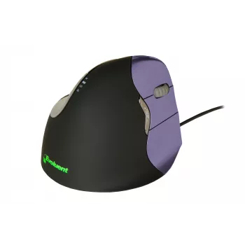 BakkerElkhuizen Evoluent 4 Small, pre pravákov, vertikálny dizajn, laser, USB Type-A, 2600 DPI, čierna, fialová