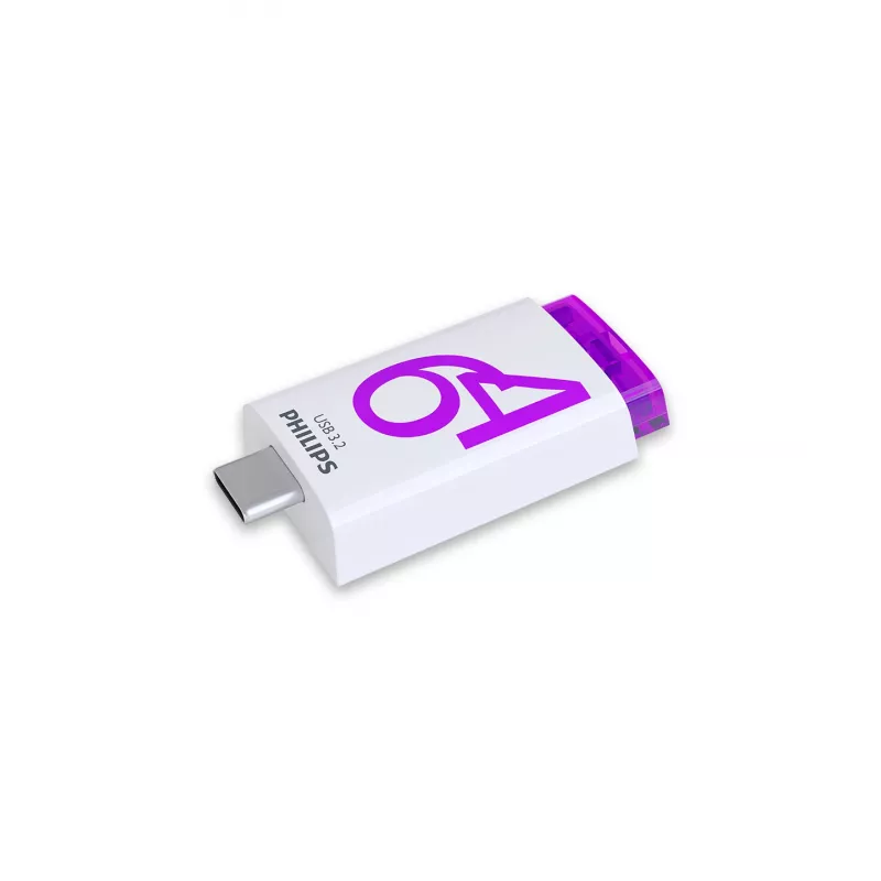 Philips Click USB flash disk 64 GB USB Type-C 3.2 Gen 1 (3.1 Gen 1) fialový, biely