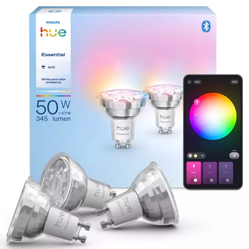 Philips Hue White and colour ambience Essential GU10 – smart reflektor – 345 lm – 4,7 W – balenie 3 ks