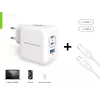 Conceptronic 3-portová 67W GaN USB PD nabíjačka s USB-C káblom, USB-C x 2, USB-A x 1, QC 3.0, PPS