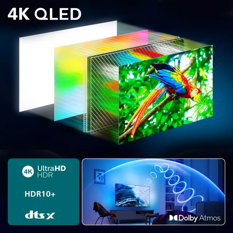 Philips 55PUS8500/12 televízor 139,7 cm (55 palcov) 4K Ultra HD QLED Ambilight Smart TV Wi-Fi, čierny