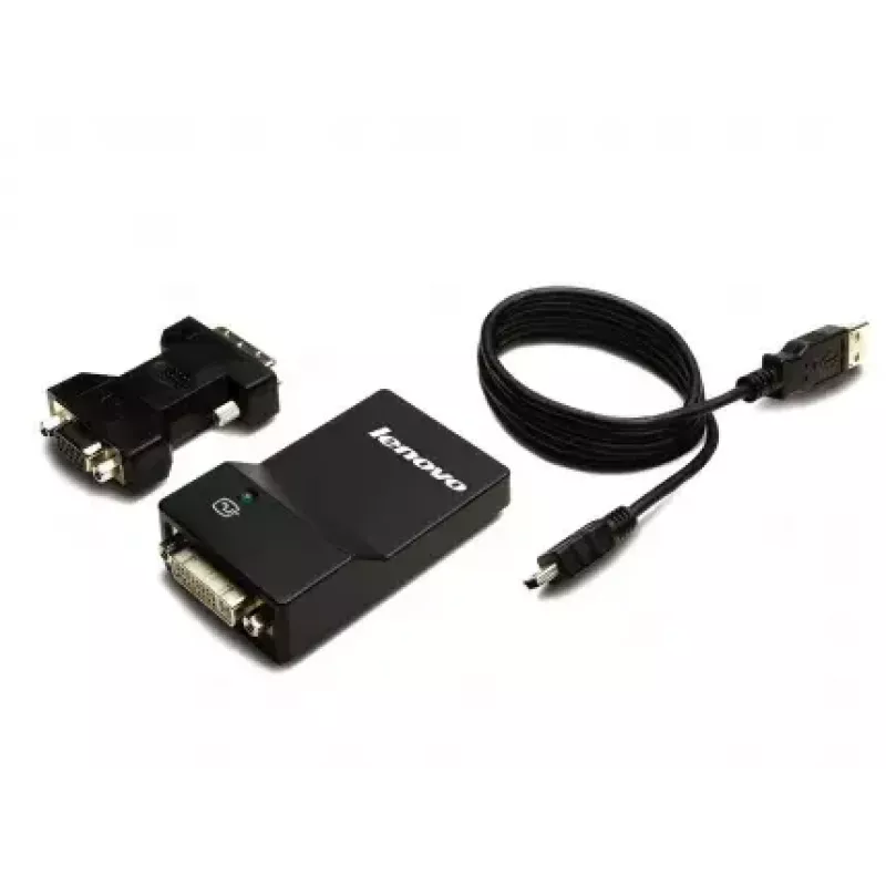 Lenovo USB 3.0 - DVI/VGA USB grafický adaptér 2048 x 1152 pixelov čierny