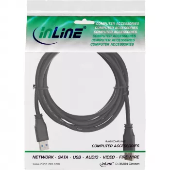InLine USB 3.2 Gen.1 kábel Type-A konektor samec / A konektor samec, čierny, 1m
