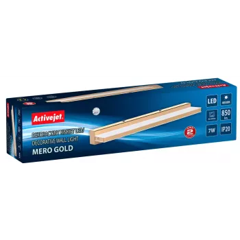 LED nástenné svietidlo ActiveJet AJE-MERO GOLD, povrchová montáž, obdĺžnikové, 4000 K, 850 lm, nevymeniteľný svetelný zdroj