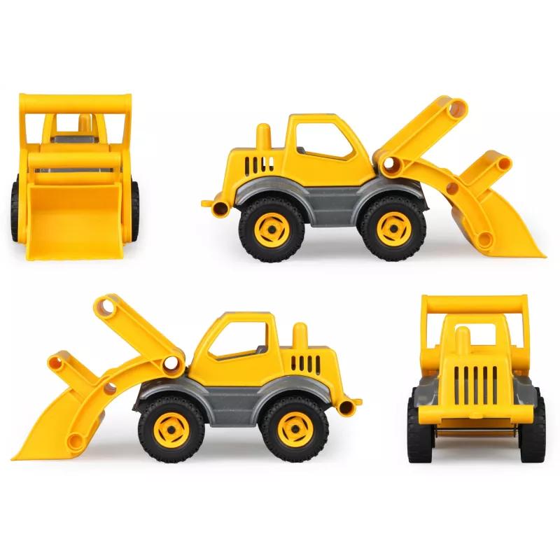 Lena EcoActives Earth Mover, traktor, 2 roky, plast, drevo, čierna, sivá, žltá