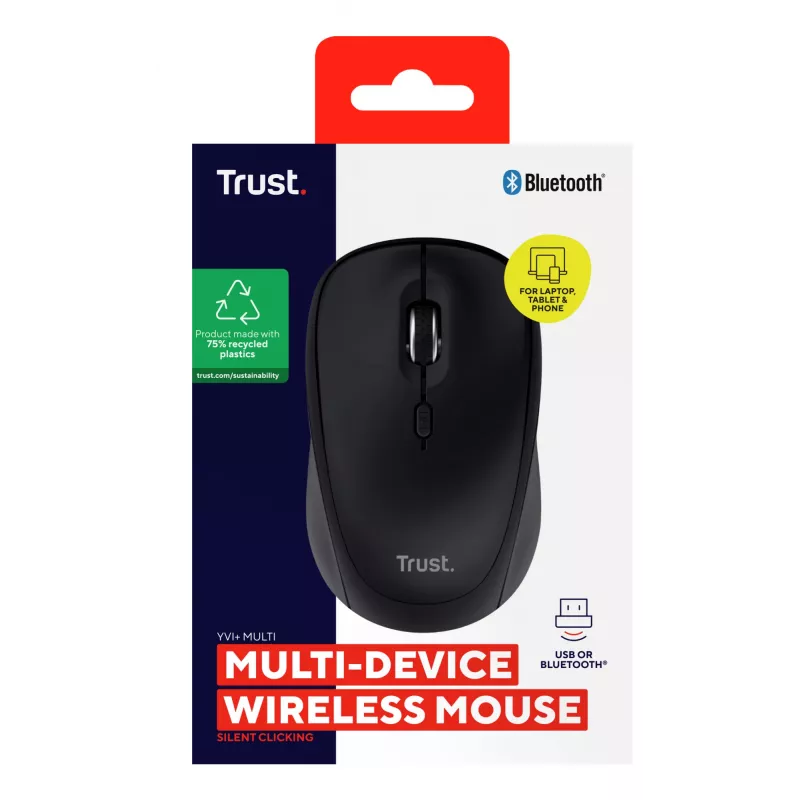 Trust Yvi+ myš univerzálna obojručná RF Wireless + Bluetooth optická 1600 DPI