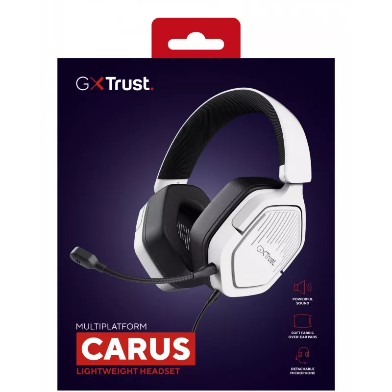 Trust GXT492W Carus headset káblový s hlavovým mostom herný biela