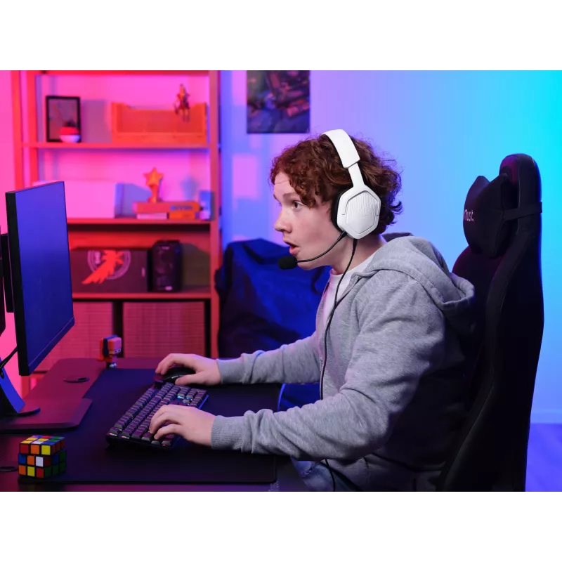Trust GXT492W Carus headset káblový s hlavovým mostom herný biela
