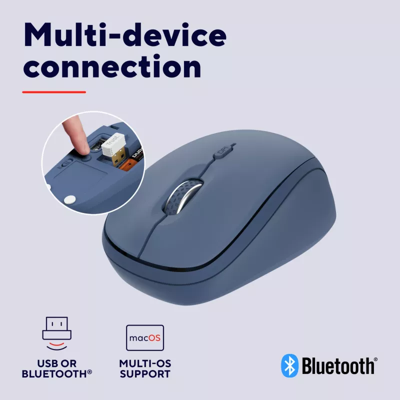Trust Yvi+ myš univerzálna obojručná RF Wireless + Bluetooth optická 1600 DPI