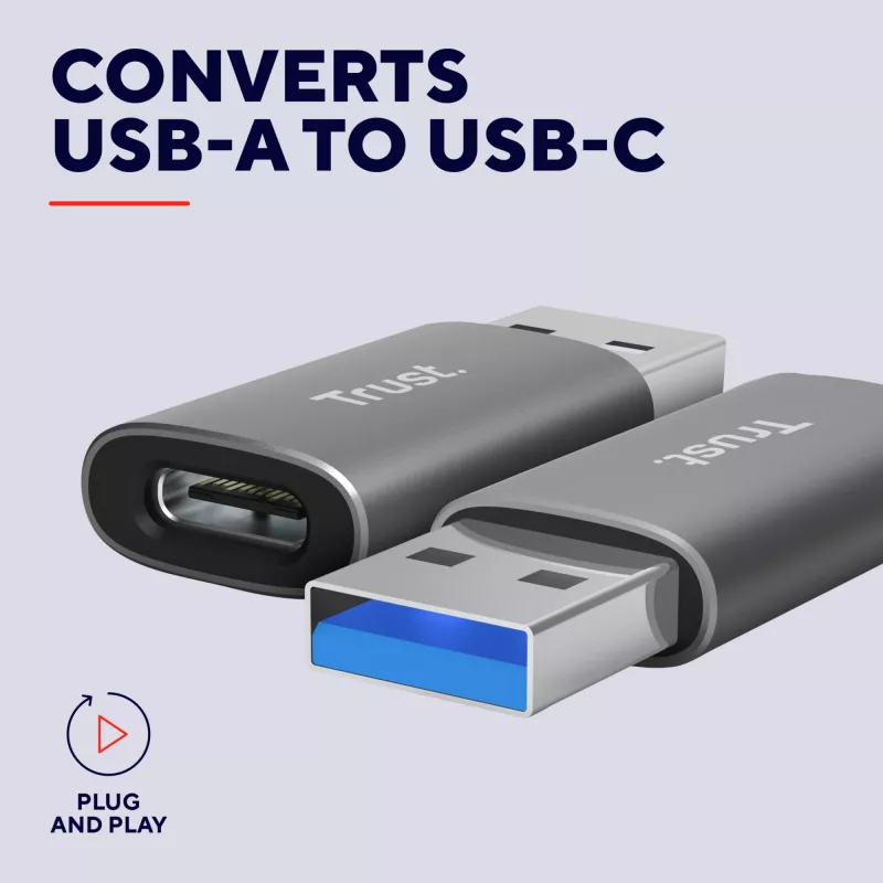 Trust Calyx USB Type-C USB Type-A sivá konektor 1 USB Type-C konektor 2 USB Type-A