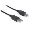 Manhattan USB-A na USB-B kábel, 3 m, konektor samec na konektor samec, 480 Mbit/s (USB 2.0), Hi-Speed USB, čierny, doživotná záruka, zodpovedá USB2HAB3M.