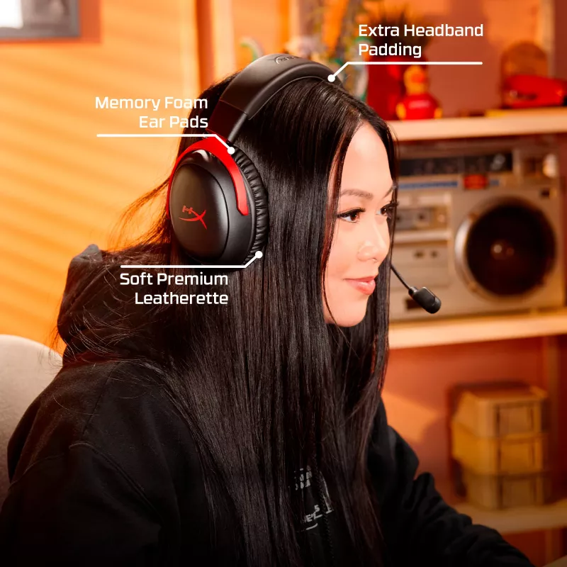 HyperX Cloud III S Wireless - herný headset (čierno-červená), červená, Čína, okolo uší, uzavretý, 115 mm, 210 mm