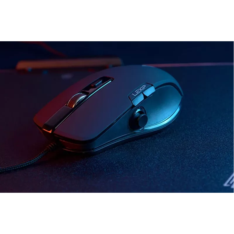 Herná myš Lexip NP93 Neptunium Alpha — káblová, optická, ergonomická, programovateľné tlačidlá