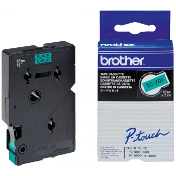 Páska na popisovanie Brother TC701 12 mm čierna na zelenej