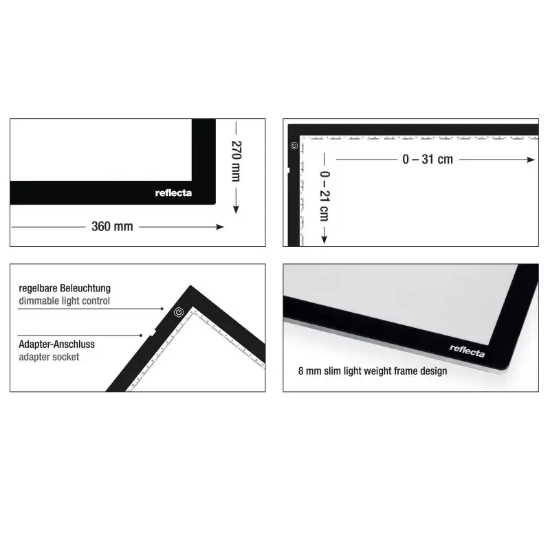 Rám na jednotlivé snímky Reflecta LED Light Pad A4 super tenký čierny 31x21 cm