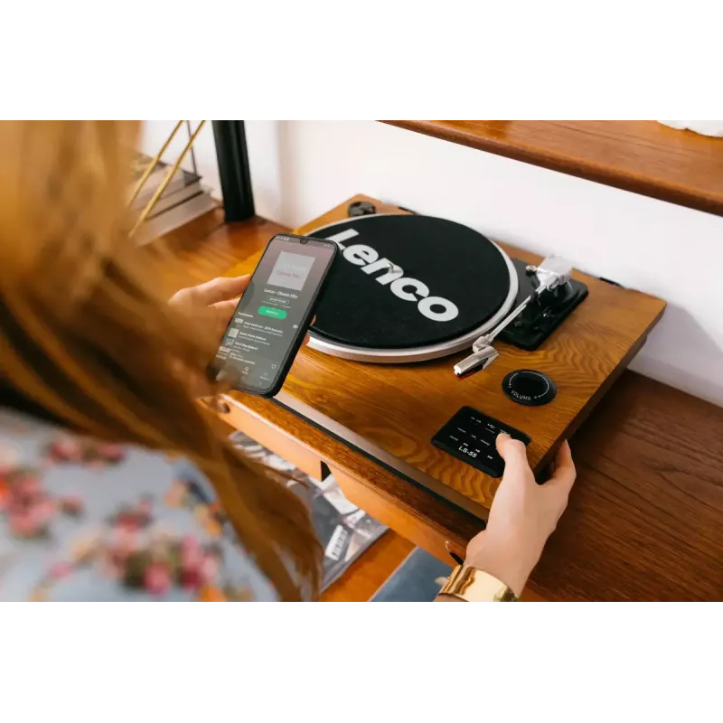 Remeňový audio gramofón Lenco LS-55WA drevo poloautomatický USB Bluetooth