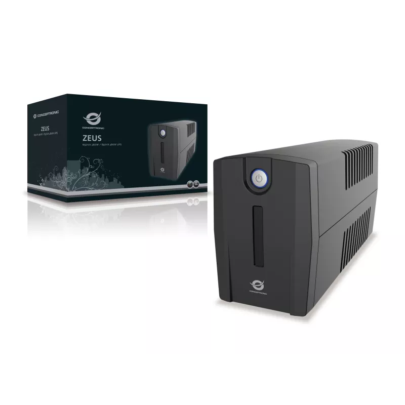 Conceptronic ZEUS01ES UPS, 650 VA (0,65 kVA), 360 W, 2x Schuko, HID USB, RJ45 vstup/výstup, 220-240 V, čierny