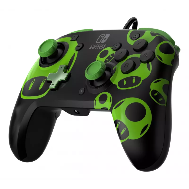 Gamepad PDP REMATCH Wired Controller 1-Up Glow in the Dark pre Nintendo Switch, USB, 3m kábel, D-pad, tlačidlo Home, čierna/zelená