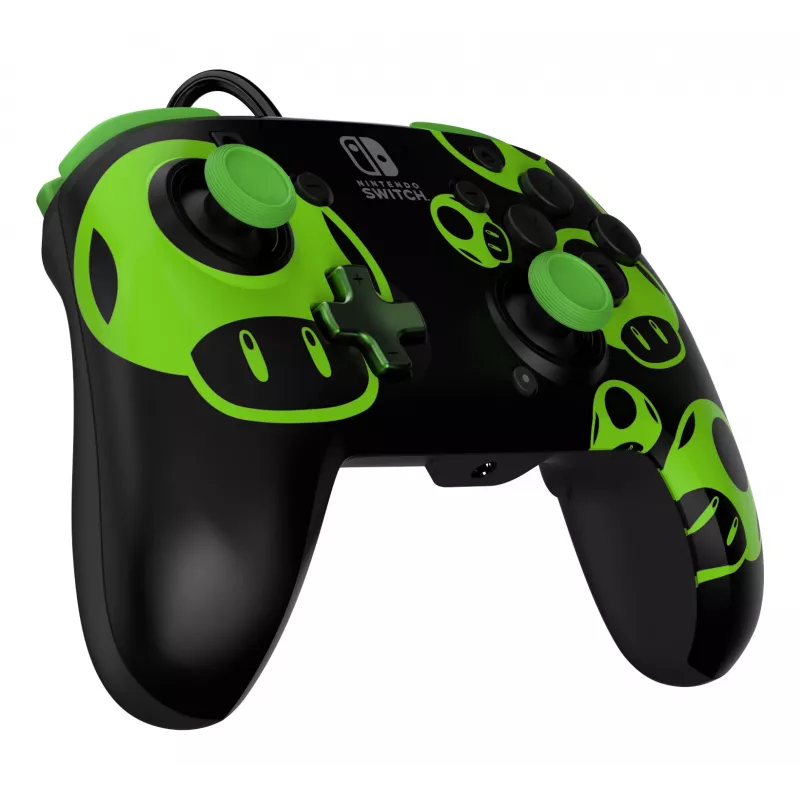 Gamepad PDP REMATCH Wired Controller 1-Up Glow in the Dark pre Nintendo Switch, USB, 3m kábel, D-pad, tlačidlo Home, čierna/zelená