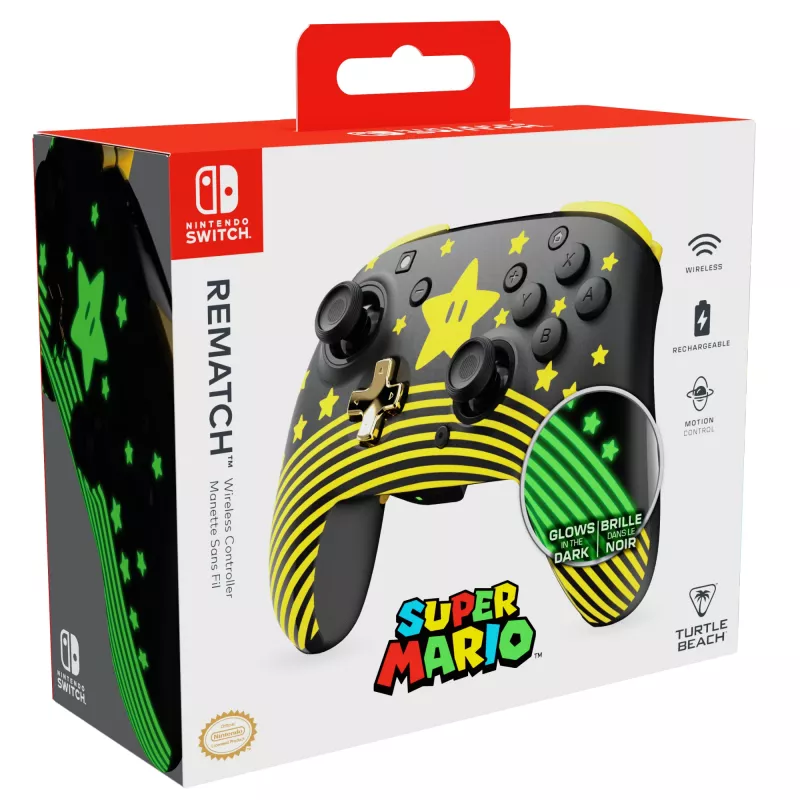 Bezdrôtový ovládač Turtle Beach Rematch TBC-8101-75 pre Nintendo Switch, Super Mario Star, čierno-žltý