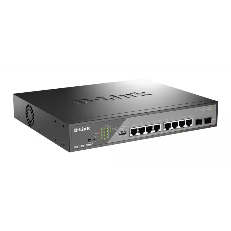D-Link DSS-200G-10MPP sieťový switch Managed L2 Gigabit Ethernet (10/100/1000) Power over Ethernet (PoE) 1U čierna, sivá