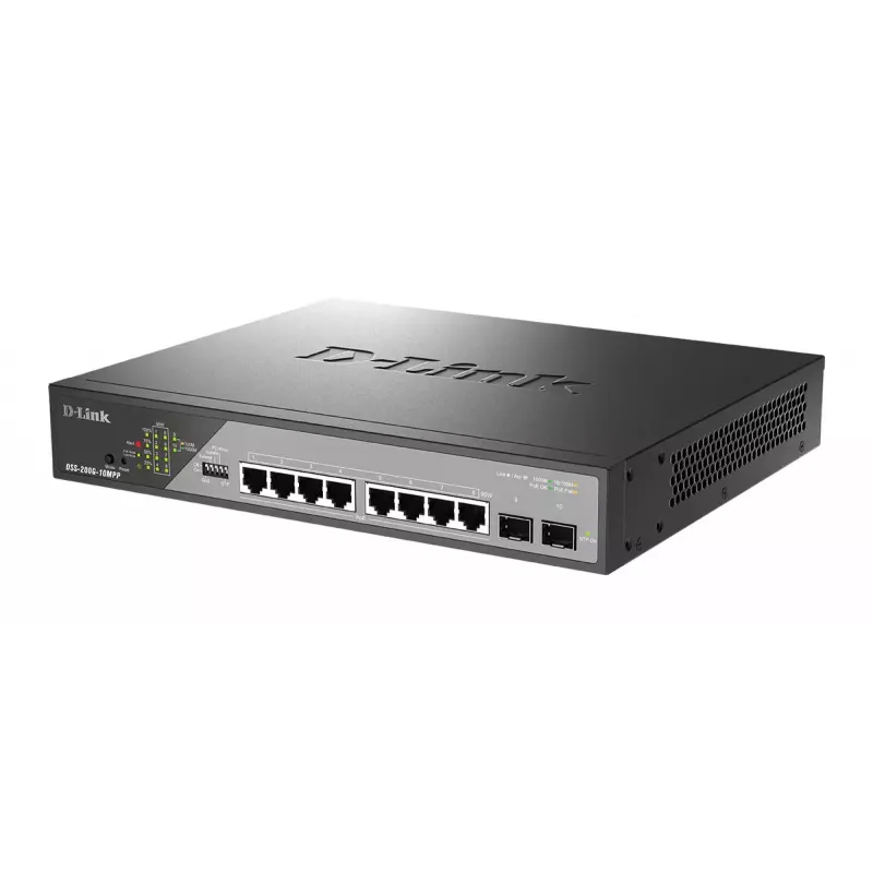 D-Link DSS-200G-10MPP sieťový switch Managed L2 Gigabit Ethernet (10/100/1000) Power over Ethernet (PoE) 1U čierna, sivá