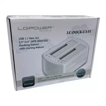 LC Power LC-DOCK-U3-VI - dokovacia stanica pre HDD / SSD - 2.5, 3.5 (6,4 cm, 8,9 cm) - 2 kanály - SATA - USB 3,2 (Gen 2x1) - biela, škrupinová biela (LC-DOCK-