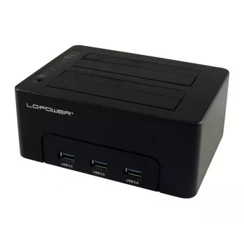 LC Power LC-DOCK-U3-HUB - dokovacia stanica pre HDD so sieťovým indikátorom, 3-portový USB hub, vypínač, funkcia klonovania šachty: 2 - 2.5 / 3.5 zdieľané