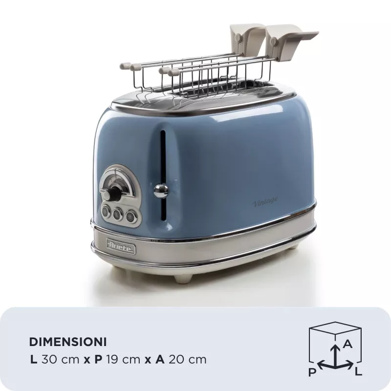 Ariete Vintage 155/05 hriankovač na 2 hrianky, 810 W, modrý