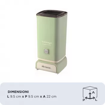 Ariete 2878 Vintage šľahač mlieka – šľahač na teplé a studené mlieko – cappuccino, čokoláda, lyofilizované nápoje – 500 W – zelená