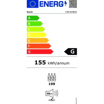 Bosch Serie 6 KWK36ABGA vinotéka kompresorová vinotéka voľne stojaca čierna 199 fliaš