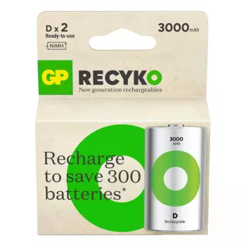 GP Batteries ReCyko GPRCK300D143C2 nabíjateľná batéria D (Mono), NiMH 3000 mAh 1,2 V, 2 ks