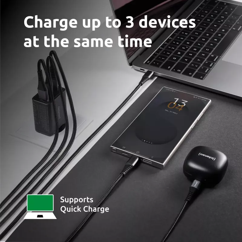 Napájací zdroj Intenso W65ACC USB-A a USB-C konektory čierny
